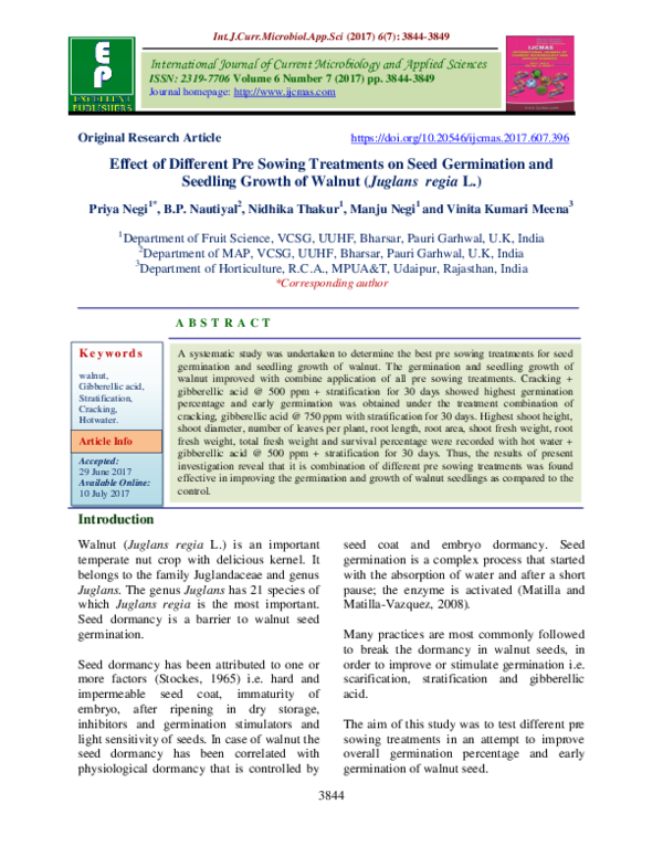 (PDF) Effect of different pre-sowing treatments on seed germination ...