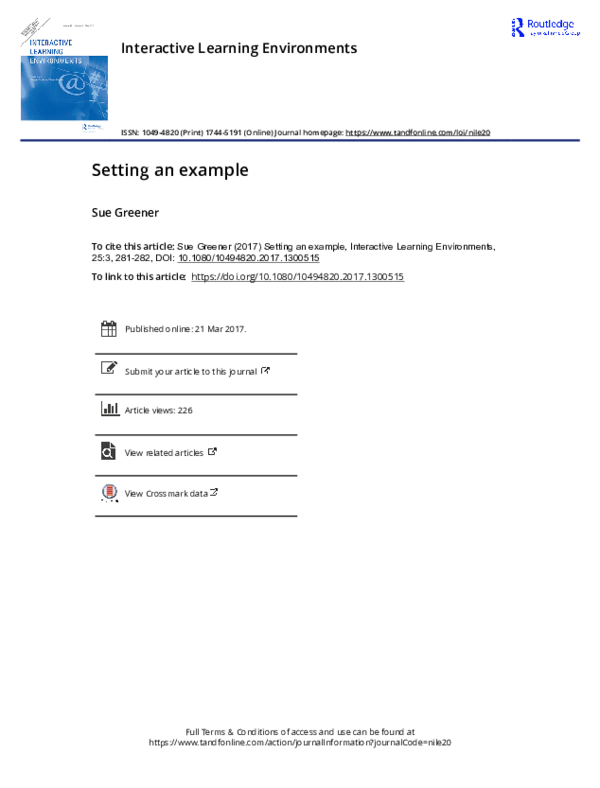 (PDF) Setting an example