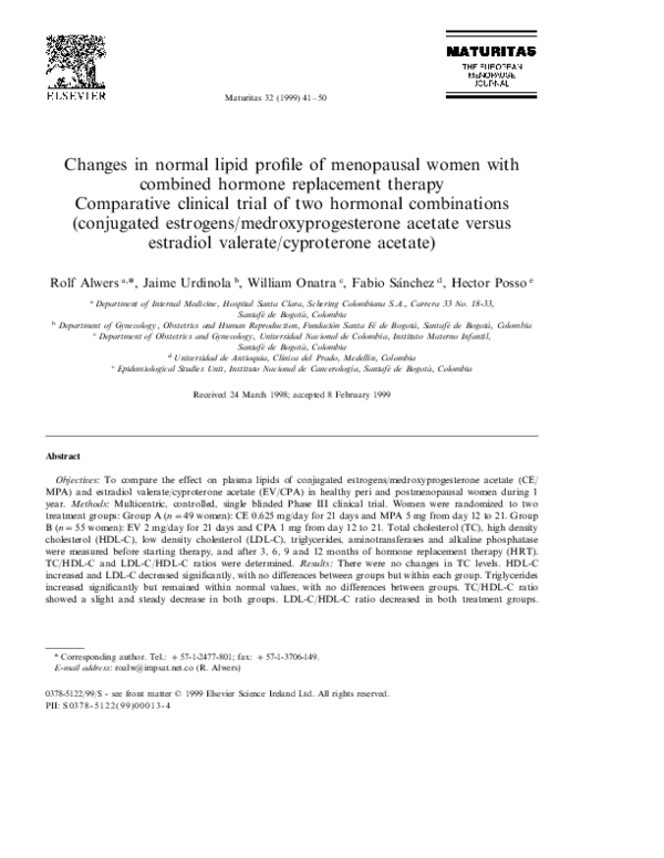 (PDF) Changes in normal lipid profile of menopausal women with combined ...