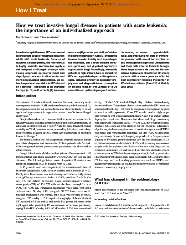 (PDF) How we treat invasive fungal diseases in patients with acute ...