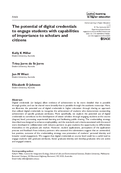 (PDF) The potential of digital credentials to engage students with ...