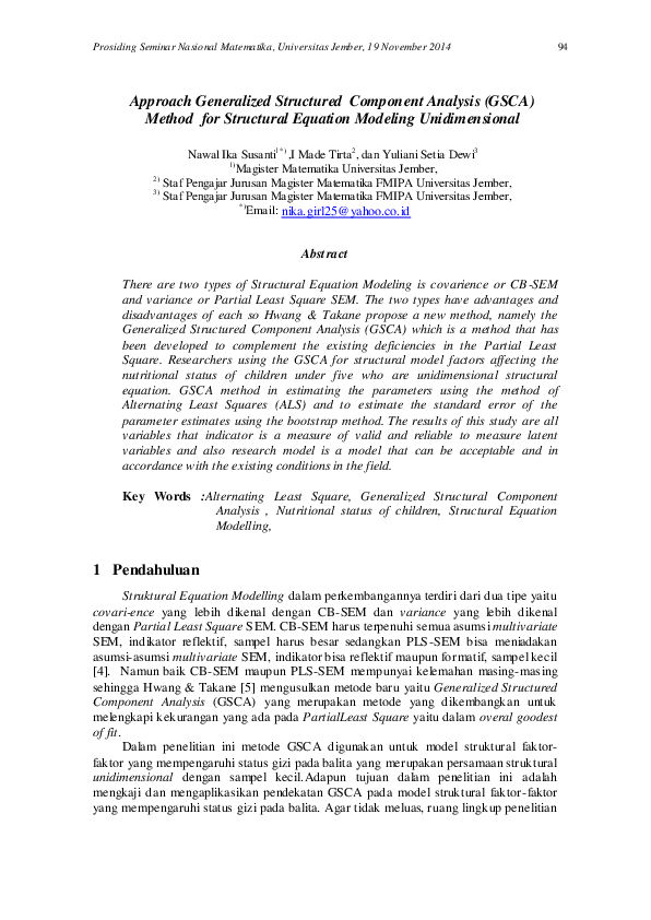 (PDF) Approach Generalized Structured Component Analysis (GSCA) Method ...