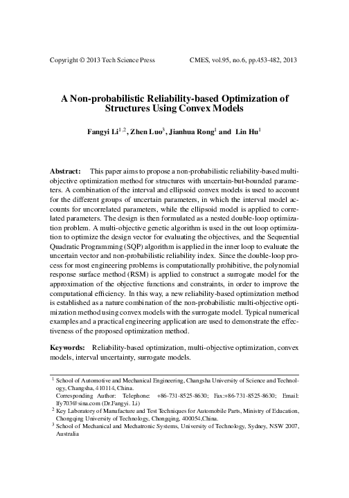 A Non-probabilistic Reliability-based Optimization of Structures Using Convex Models