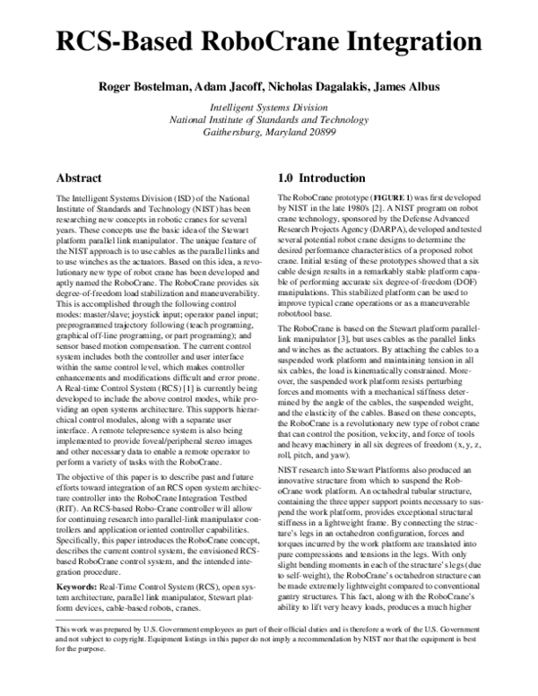 (PDF) RCS-Based RoboCrane Integration