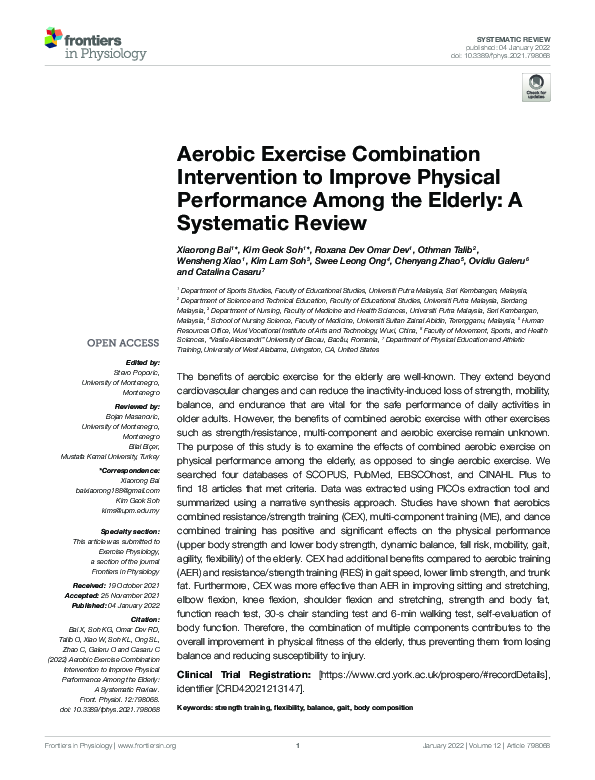 (PDF) Aerobic Exercise Combination Intervention to Improve Physical ...