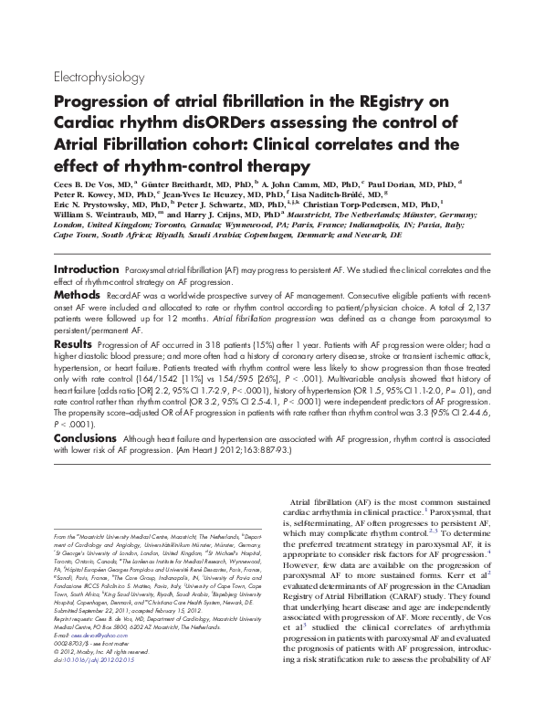 (PDF) Progression of atrial fibrillation in the REgistry on Cardiac ...