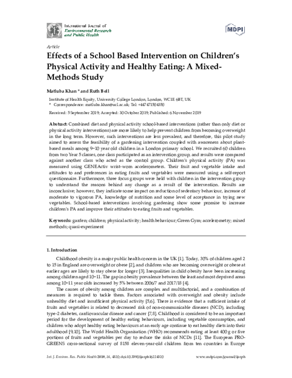 (PDF) Effects of a School Based Intervention on Children’s Physical ...