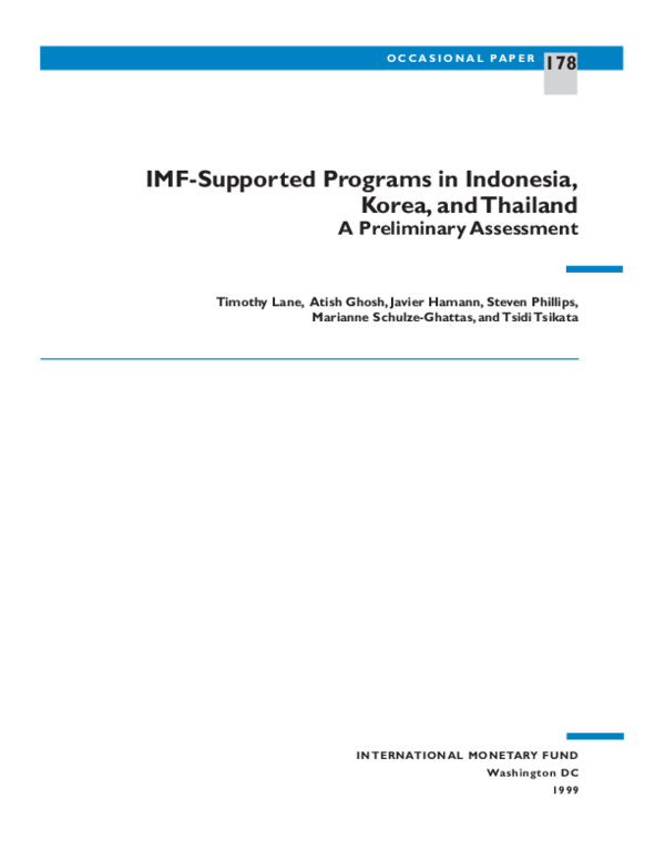 (PDF) IMF-Supported Programs in Indonesia, Korea and Thailand