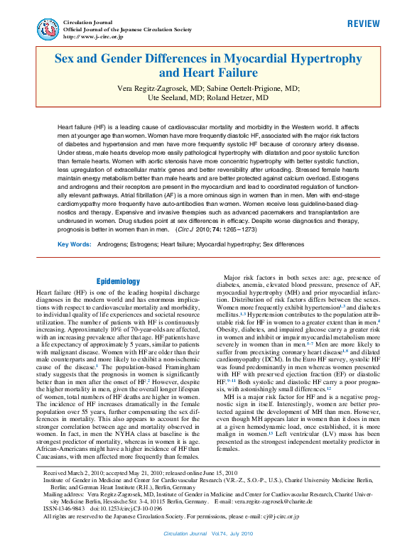 (PDF) Sex Differences in Heart Failure Outcomes