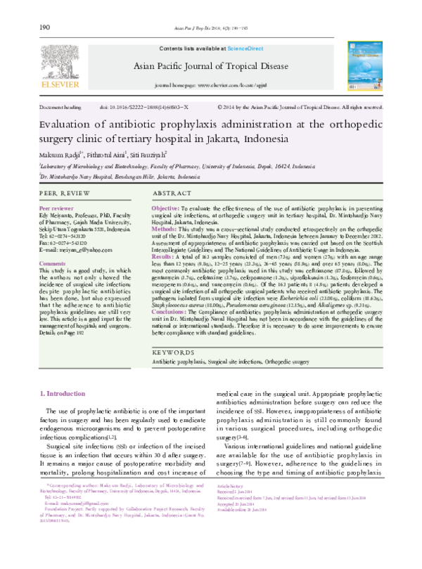 (PDF) Evaluation of antibiotic prophylaxis administration at the ...