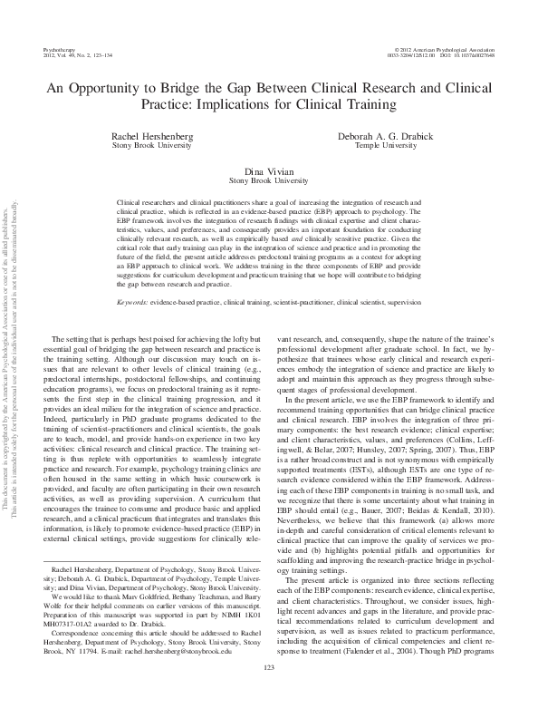 (PDF) An opportunity to bridge the gap between clinical research and ...