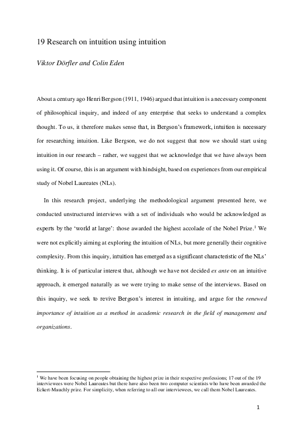 (PDF) Research on intuition using intuition