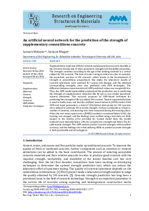 (PDF) An artificial neural network for the prediction of the strength ...