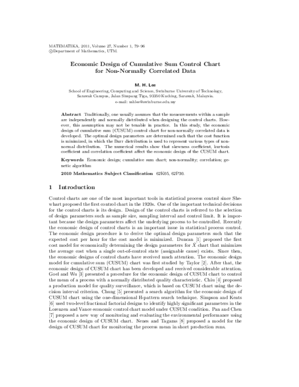 (PDF) Economic design of cumulative sum control chart for non-normally ...