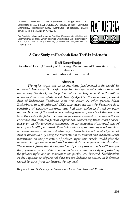 (PDF) A Case Study on Facebook Data Theft in Indonesia