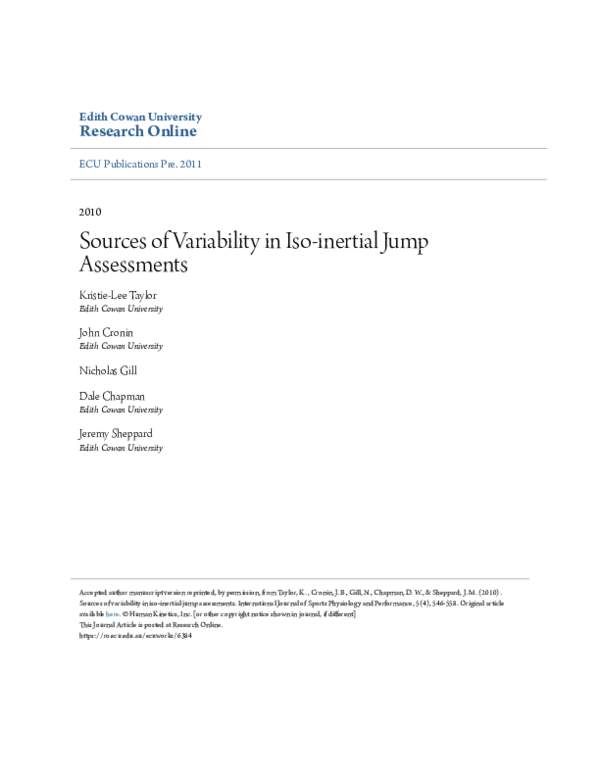 (PDF) Sources of Variability in Iso-Inertial Jump Assessments