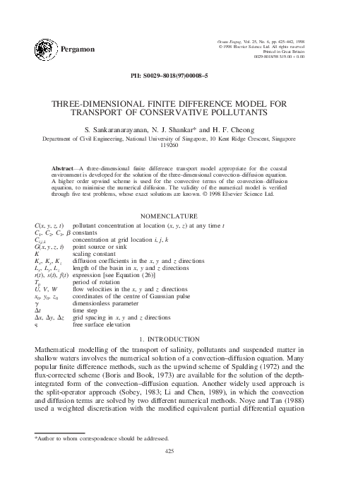 (PDF) Three-dimensional finite difference model for transport of ...