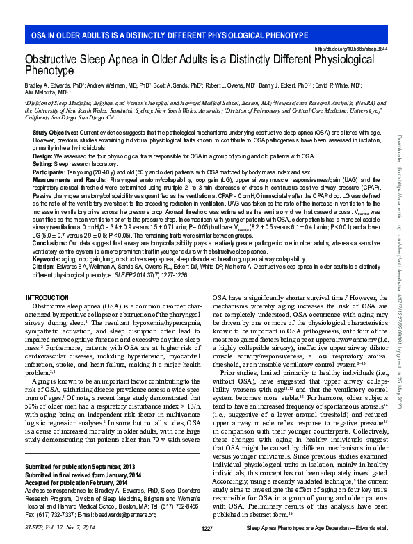 (PDF) Obstructive sleep apnea in older adults is a distinctly different ...
