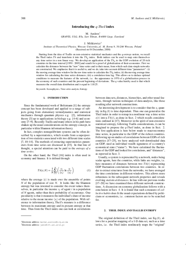 (PDF) Introducing the qTheil index Janusz Miśkiewicz Academia.edu