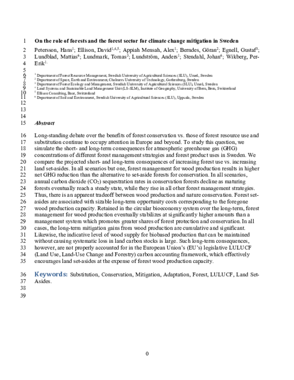 (PDF) On the role of forests and the forest sector for climate change ...