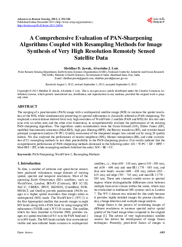 (PDF) A comprehensive evaluation of PAN-sharpening algorithms coupled ...