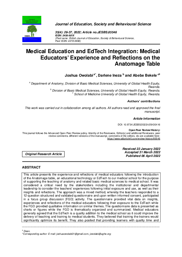 (PDF) Medical Education and EdTech Integration Medical Educators