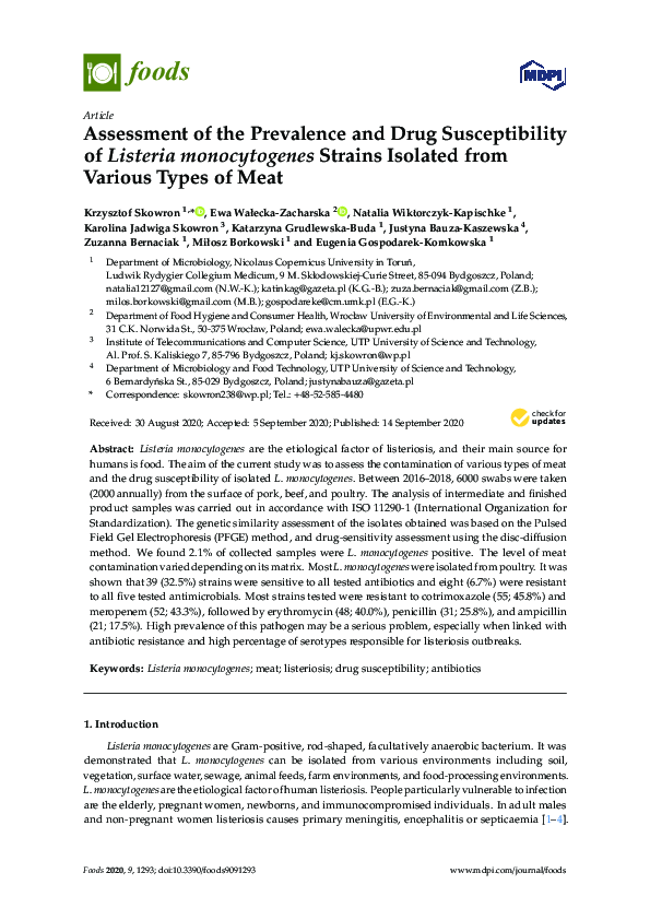 (PDF) Assessment of the Prevalence and Drug Susceptibility of Listeria ...