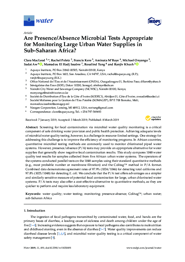 (PDF) Are Presence/Absence Microbial Tests Appropriate for Monitoring ...
