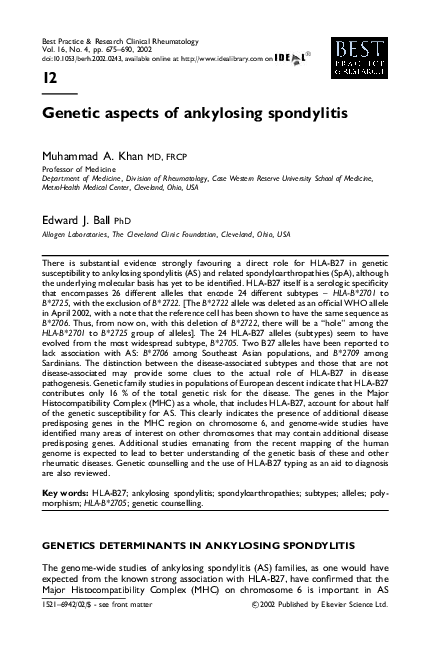 (PDF) Genetic aspects of ankylosing spondylitis