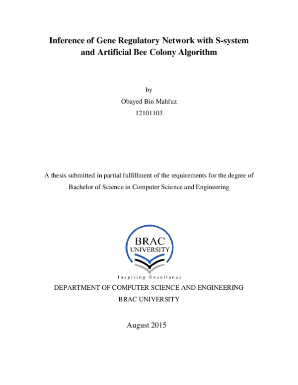 (PDF) Inference of Gene Regulatory Network with S-system and Artificial ...