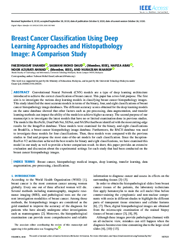 (PDF) Breast Cancer Classification Using Deep Learning Approaches and ...