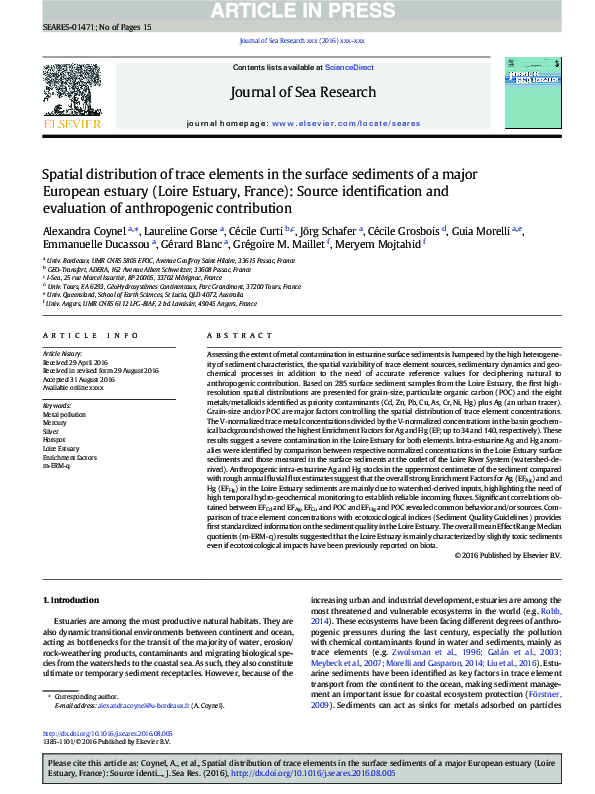 (PDF) Spatial distribution of trace elements in the surface sediments ...