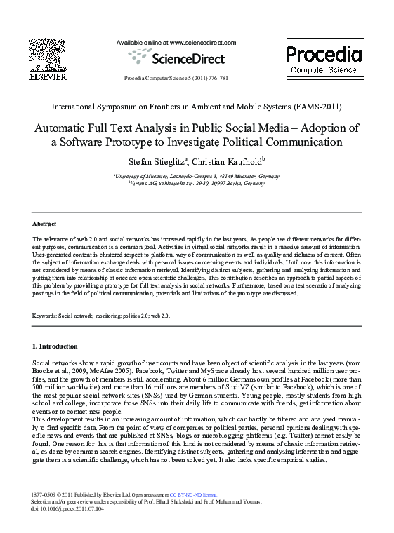 (PDF) Automatic Full Text Analysis in Public Social Media – Adoption of ...