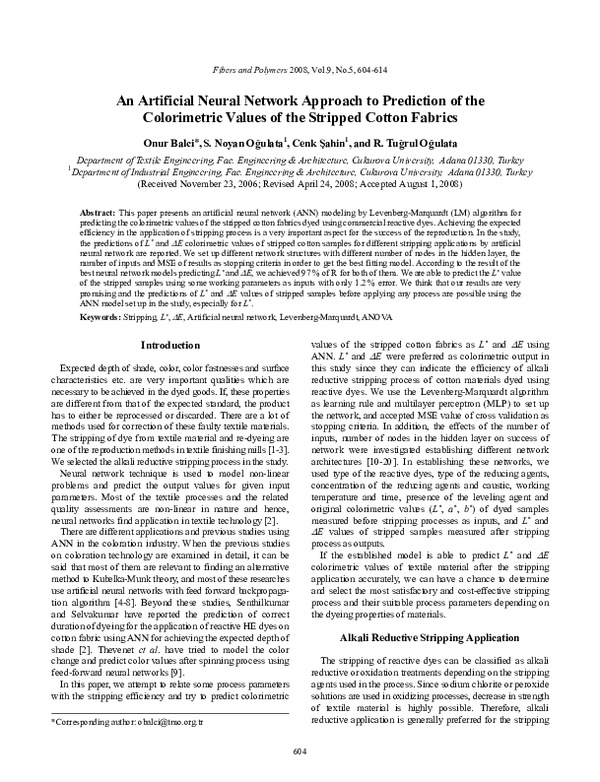 (PDF) An artificial neural network approach to prediction of the ...