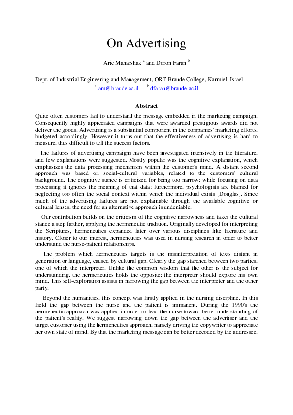 (PDF) On Advertising