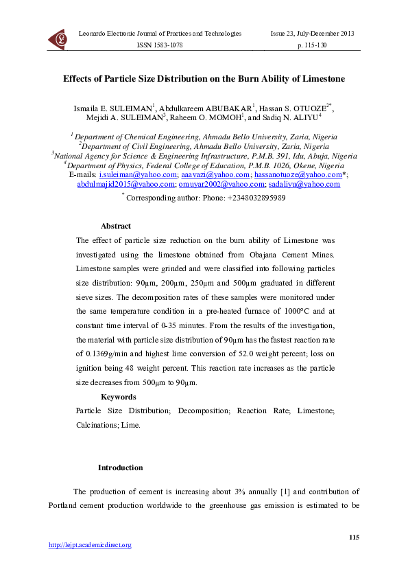 (PDF) Effects of Particle Size Distribution on the Burn Ability of ...