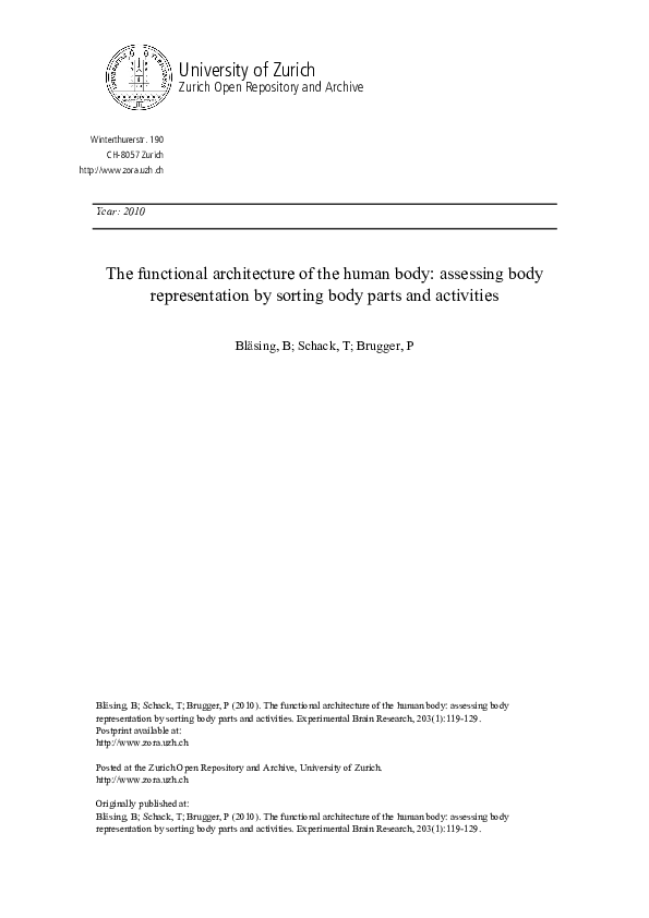 (PDF) The functional architecture of the human body: assessing body ...
