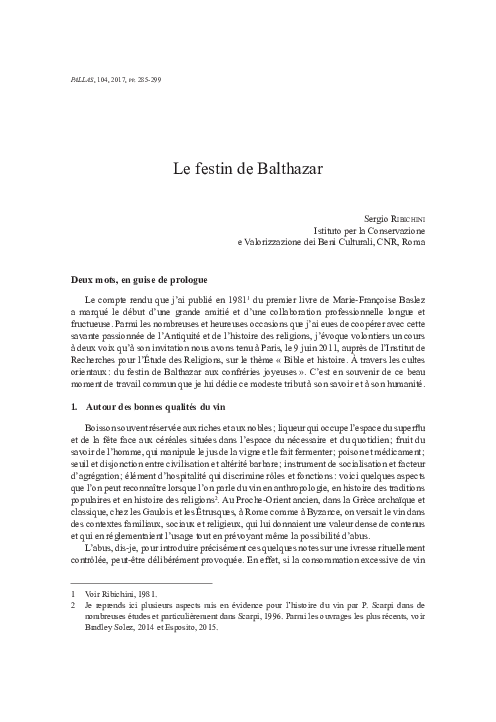 (PDF) Le festin de Balthazar