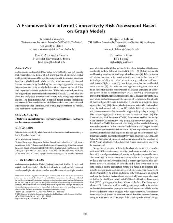 (PDF) A Framework for Internet Connectivity Risk Assessment Based on ...