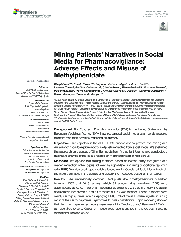 (PDF) Mining Patients' Narratives in Social Media for Pharmacovigilance ...