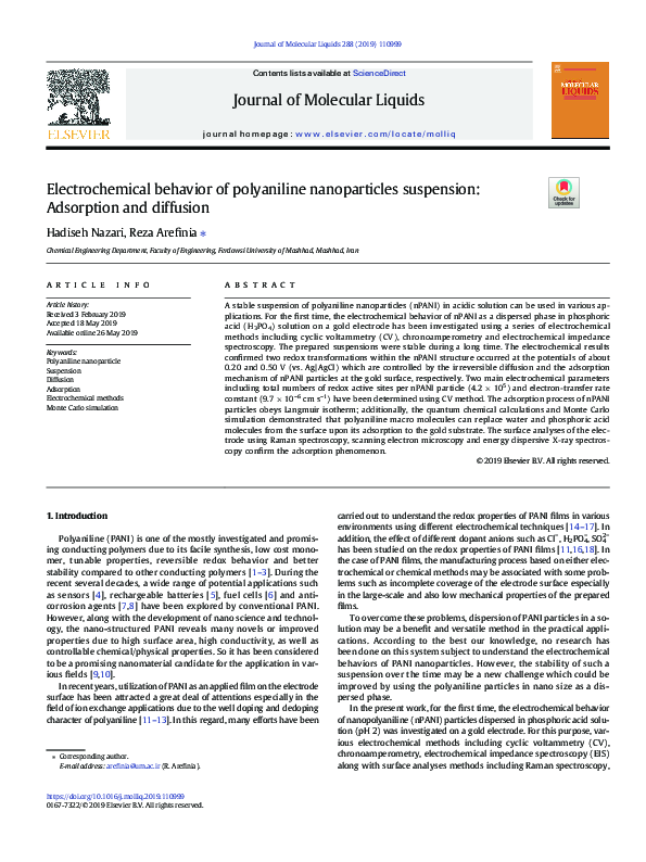 (PDF) Electrochemical behavior of polyaniline nanoparticles suspension ...