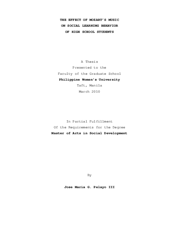 (PDF) The Effect of Mozart’s Music on Social Learning Behavior of High ...