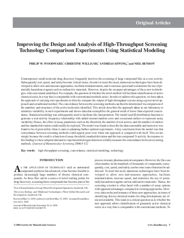 (PDF) Improving the Design and Analysis of High-Throughput Screening ...