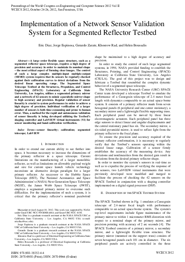(PDF) Implementation of a Network Sensor Validation System for a ...