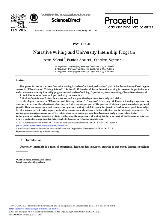 (PDF) Narrative Writing and University Internship Program