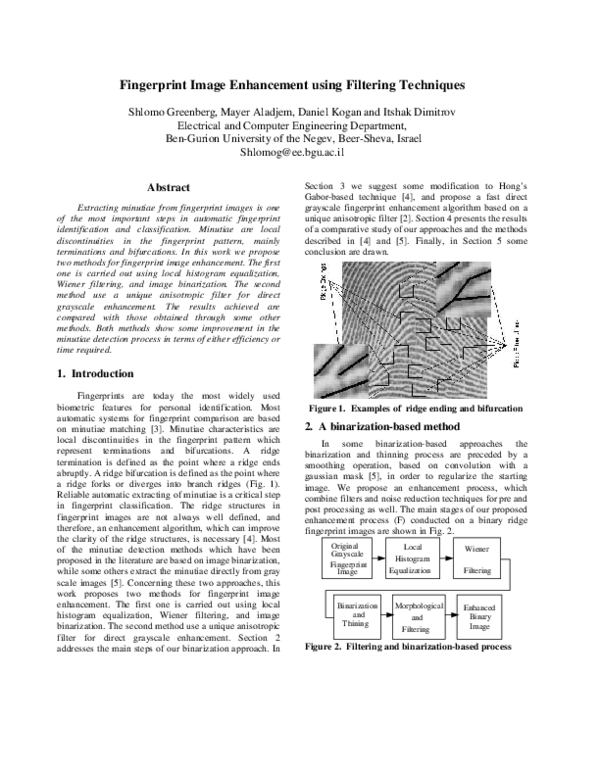 (PDF) Fingerprint Image Enhancement using Filtering Techniques