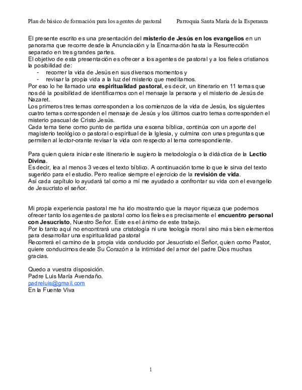 (DOC) Temas de formacion para agentes de pastoral (corregido)