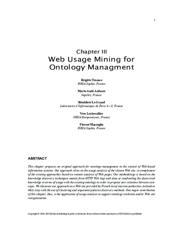 (PDF) Web Usage Mining for Ontology Management