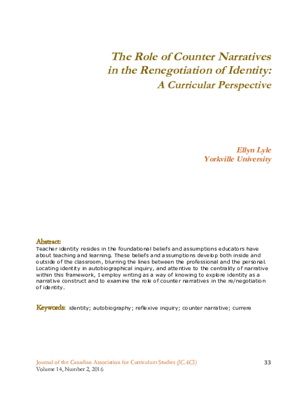 (PDF) The Role of Counter Narratives in the Renegotiation of Identity