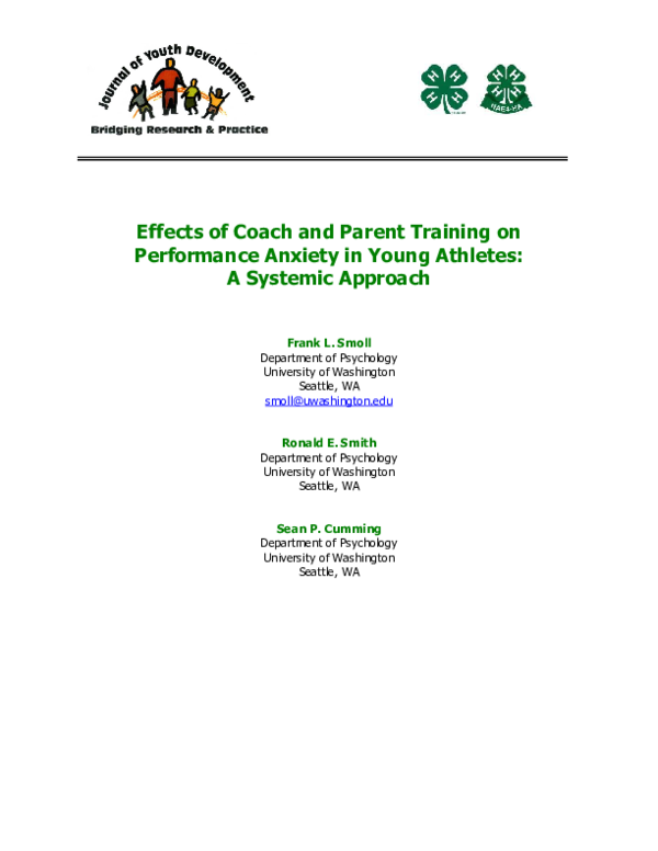 (PDF) Effects of Coach and Parent Training on Performance Anxiety in ...